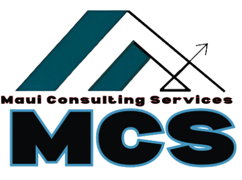 67a65b7d25691_Logo-SVG-Blue-1-1 Maui Consulting Services logo with arrow design.